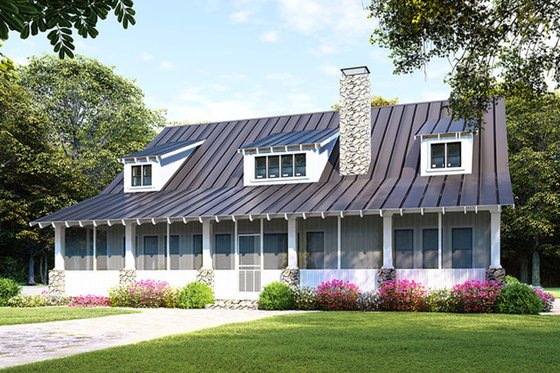 Exterior - Rear Elevation for Farmhouse House Plan #923-107 - 3 bed, 2 bath