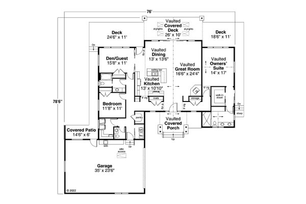 House Blueprint - Ranch Floor Plan - Main Floor Plan #124-1307