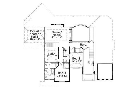 Floor Plan - Upper Floor for Mediterranean House Plan #411-209 - 5 bed, 3 bath