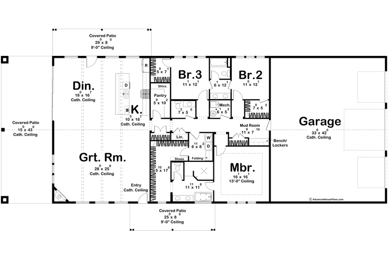 House Blueprint - Floor Plan - Main Floor for Modern House Plan #455-527 - 3 bed, 2.5 bath
