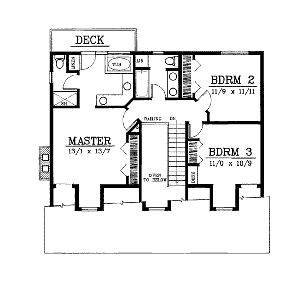 Country Floor Plan - Upper Floor Plan #87-203