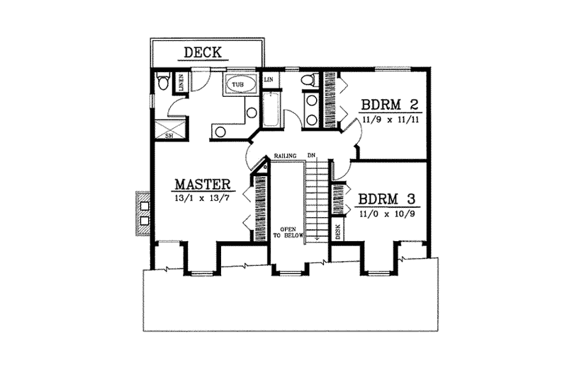 Home Plan - Floor Plan - Upper Floor for Country House Plan #87-203 - 3 bed, 2.5 bath