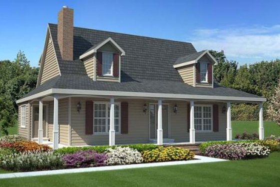Exterior - Front Elevation for Country House Plan #312-532 - 3 bed, 2.5 bath