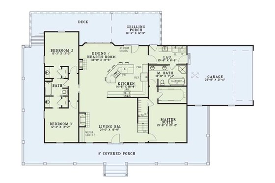 Floor Plan - Main Floor for Country House Plan #17-2594 - 3 bed, 3 bath