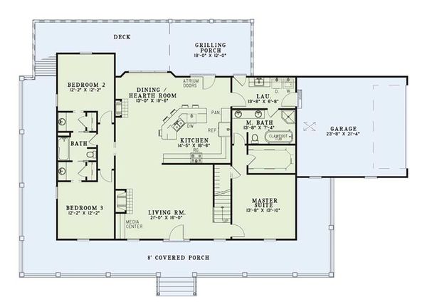 House Plan Design - Country Floor Plan - Main Floor Plan #17-2594