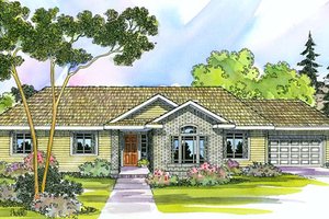 Ranch Exterior - Front Elevation Plan #124-394