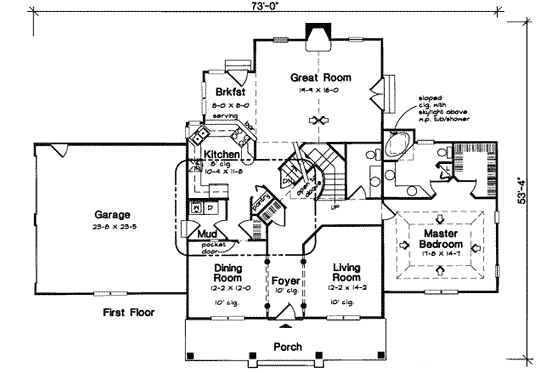 Floor Plan - Main Floor for Country House Plan #312-153 - 3 bed, 2.5 bath