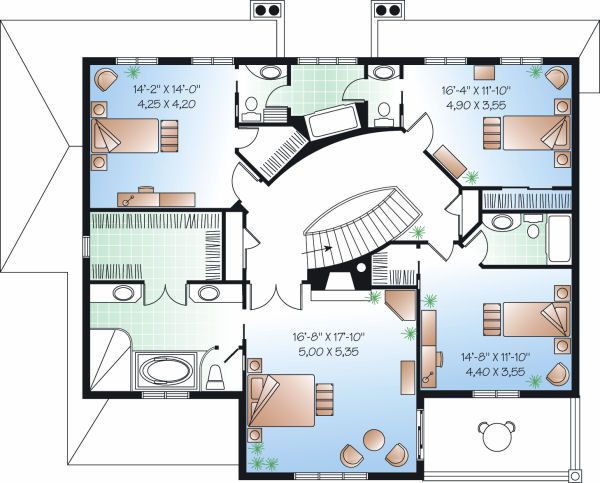 Architectural House Design - European Floor Plan - Upper Floor Plan #23-836