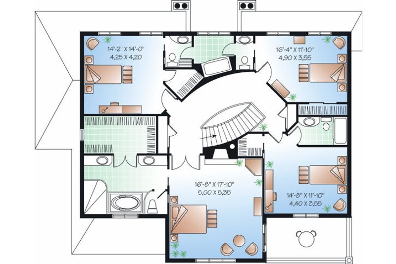 Home Plan - Floor Plan - Upper Floor for European House Plan #23-836 - 5 bed, 3.5 bath