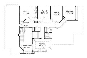 Floor Plan - Upper Floor for European House Plan #411-737 - 4 bed, 3.5 bath