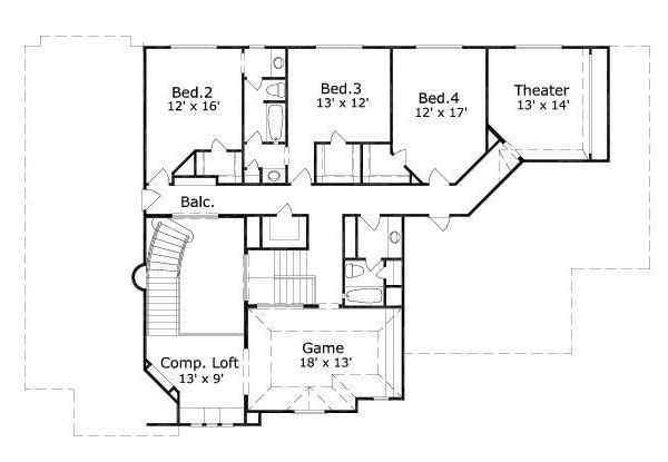 European Floor Plan - Upper Floor Plan #411-737