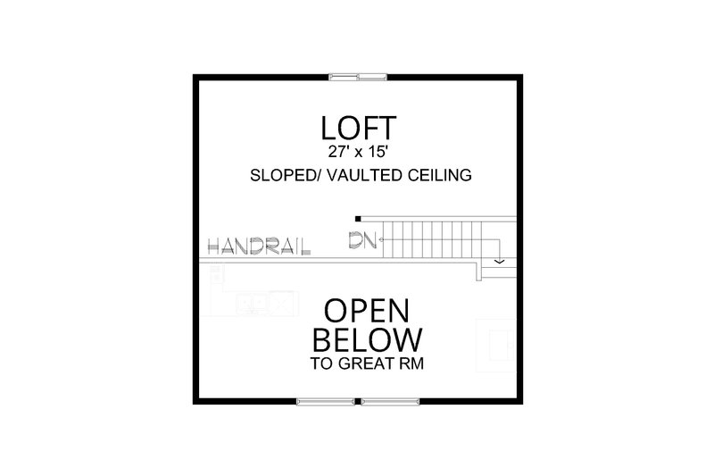 House Blueprint - Floor Plan - Upper Floor for Cabin House Plan #112-296 - 2 bed, 1 bath