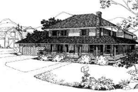 Exterior - Front Elevation for Country House Plan #303-120 - 3 bed, 3.5 bath