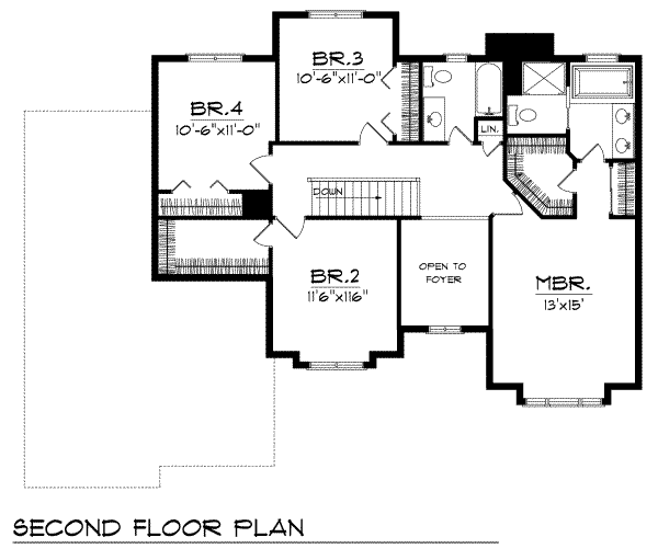 Home Plan - Traditional Floor Plan - Upper Floor Plan #70-392