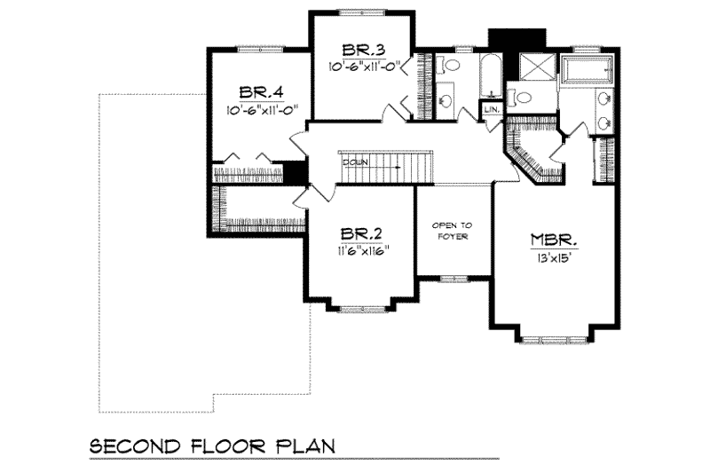 House Plan Design - Floor Plan - Upper Floor for Traditional House Plan #70-392 - 4 bed, 2.5 bath