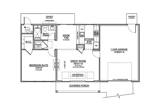 Floor Plan - Main Floor for Modern House Plan #1073-47 - 1 bed, 1 bath