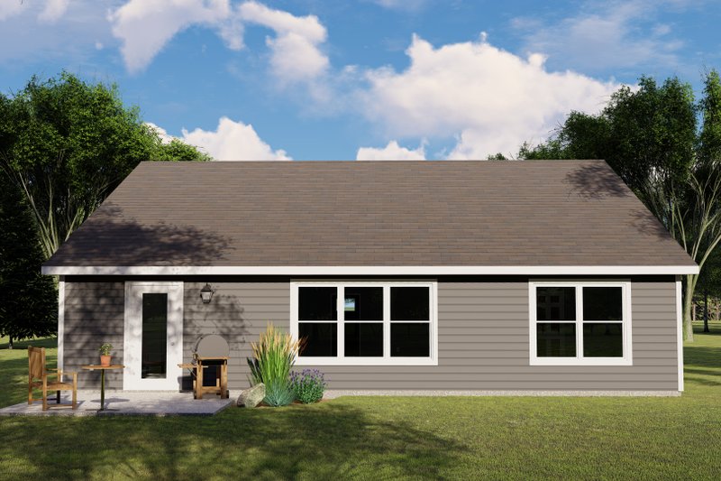 Dream House Plan - Exterior - Rear Elevation for Ranch House Plan #1064-65 - 3 bed, 2 bath