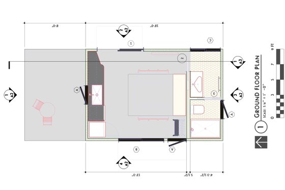 Floor Plan - Main Floor for Modern House Plan #450-8 - 1 bed, 1 bath