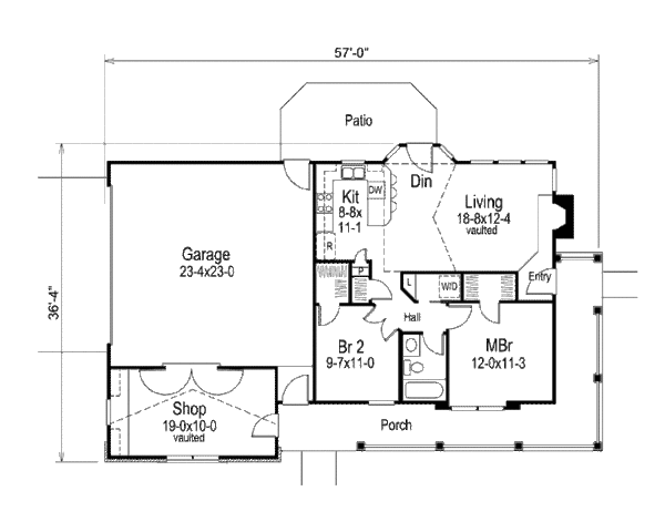 House Plan Design - Farmhouse Floor Plan - Main Floor Plan #57-340
