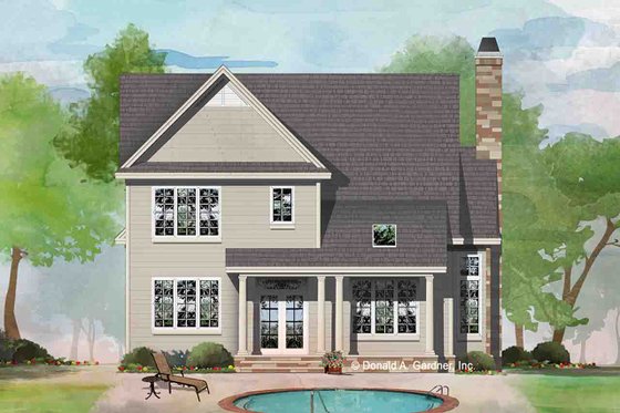 Exterior - Rear Elevation for Traditional House Plan #929-1045 - 3 bed, 2.5 bath