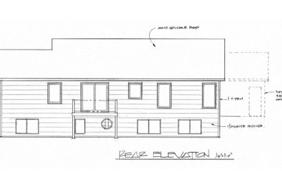 Exterior - Rear Elevation for Traditional House Plan #58-191 - 3 bed, 2 bath