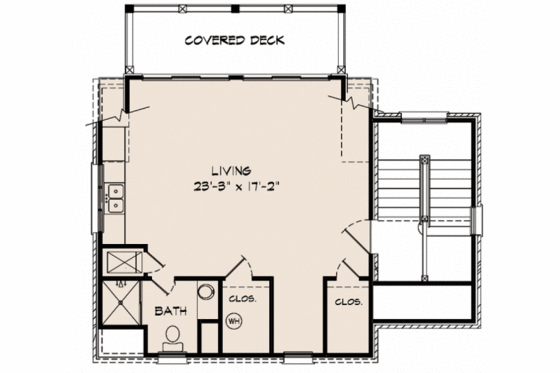Floor Plan - Upper Floor for European House Plan #140-101 - 1 bed, 1 bath