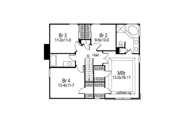 Classical Floor Plan - Upper Floor Plan #57-335