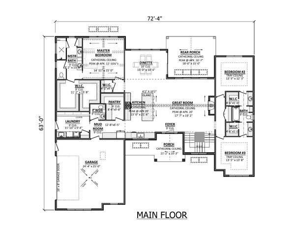 Home Plan - Floor Plan - Main Floor for Craftsman House Plan #1089-62 - 3 bed, 2.5 bath