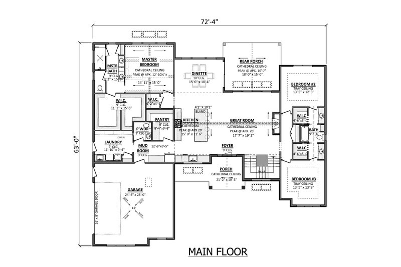 Home Plan - Floor Plan - Main Floor for Craftsman House Plan #1089-62 - 3 bed, 2.5 bath