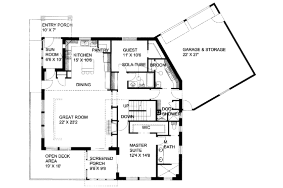 Floor Plan - Main Floor for Bungalow House Plan #117-637 - 4 bed, 3 bath