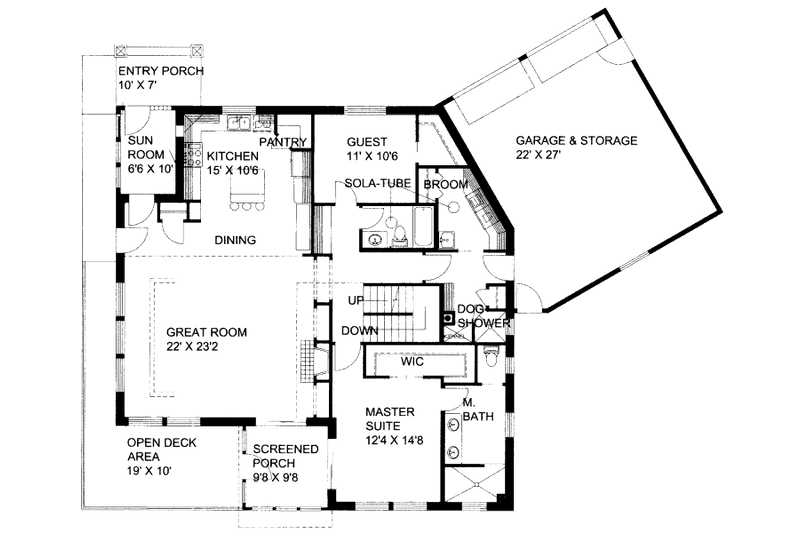 Home Plan - Floor Plan - Main Floor for Bungalow House Plan #117-637 - 4 bed, 3 bath