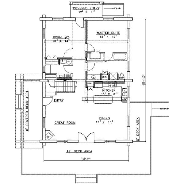 Log Floor Plan - Main Floor Plan #117-118