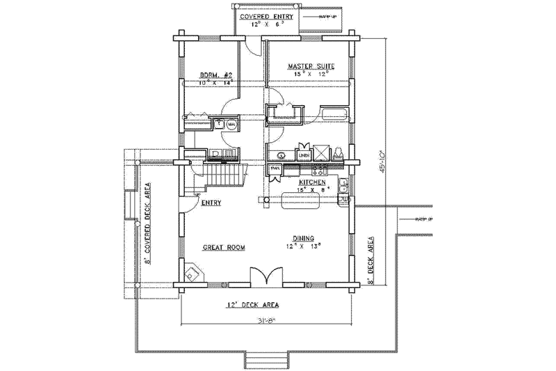 Dream House Plan - Floor Plan - Main Floor for Log House Plan #117-118 - 3 bed, 2 bath
