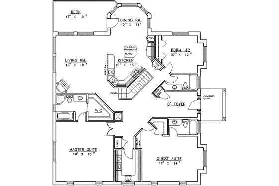 Floor Plan - Main Floor for Traditional House Plan #117-152 - 3 bed, 3 bath