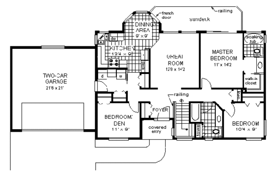 Floor Plan - Main Floor for Ranch House Plan #18-123 - 3 bed, 2 bath
