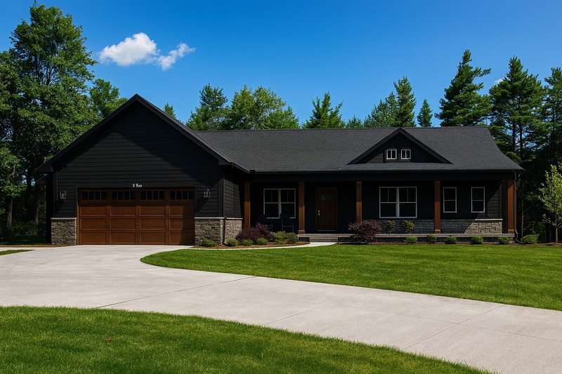 House Plan Design - Exterior - Front Elevation 3 for Ranch House Plan #928-2 - 3 bed, 2.5 bath