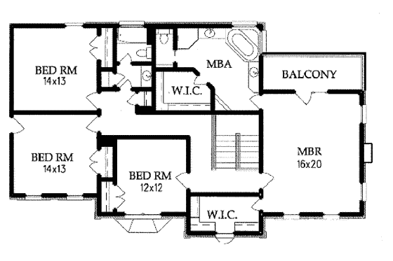 Floor Plan - Upper Floor for Country House Plan #15-218 - 4 bed, 2.5 bath