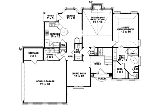 Floor Plan - Main Floor for Traditional House Plan #81-719 - 4 bed, 2.5 bath