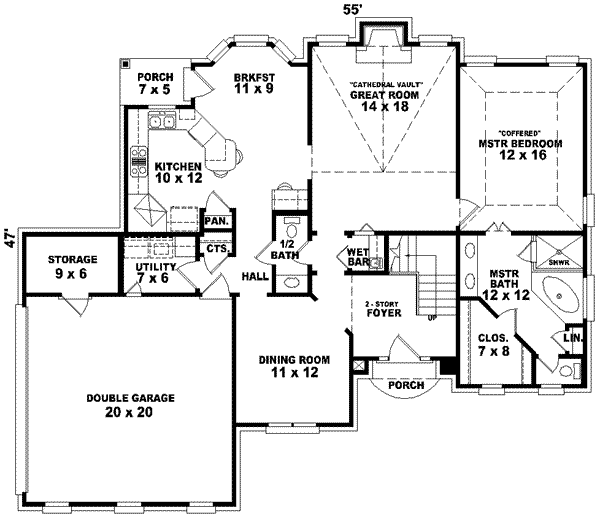 Floor Plan - Main Floor for Traditional House Plan #81-719 - 4 bed, 2.5 bath