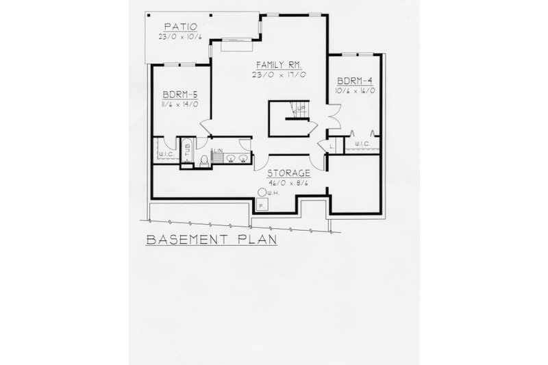 Dream House Plan - Floor Plan - Lower Floor for Craftsman House Plan #112-162 - 5 bed, 3 bath