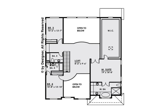 Floor Plan - Upper Floor for Contemporary House Plan #1066-12 - 4 bed, 4.5 bath