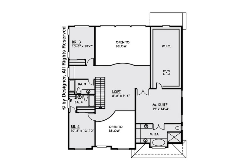House Plan Design - Floor Plan - Upper Floor for Contemporary House Plan #1066-12 - 4 bed, 4.5 bath