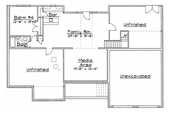 Floor Plan - Lower Floor for Traditional House Plan #31-128 - 4 bed, 3.5 bath