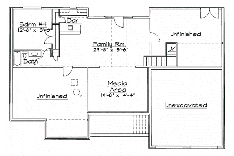 Dream House Plan - Floor Plan - Lower Floor for Traditional House Plan #31-128 - 4 bed, 3.5 bath