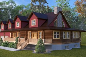 Exterior - Front Elevation 3 for Log House Plan #1060-306 - 4 bed, 4 bath