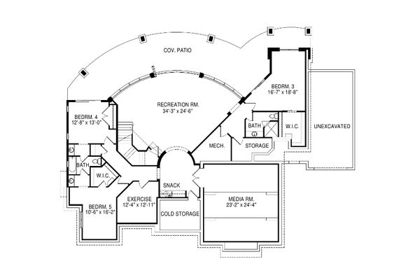 Architectural House Design - Modern Floor Plan - Lower Floor Plan #920-18