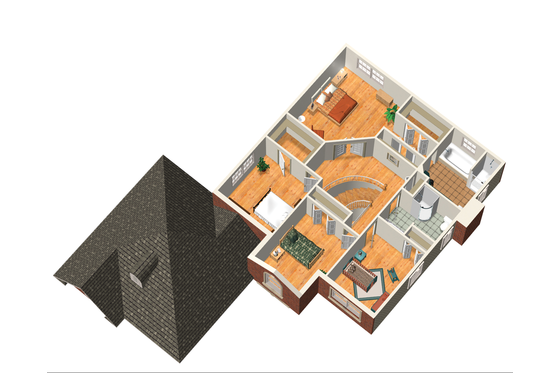 Floor Plan - Upper Floor 1 for European House Plan #25-4706 - 4 bed, 2 bath