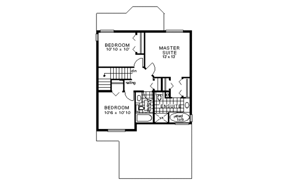 Floor Plan - Upper Floor for Traditional House Plan #18-282 - 3 bed, 2.5 bath