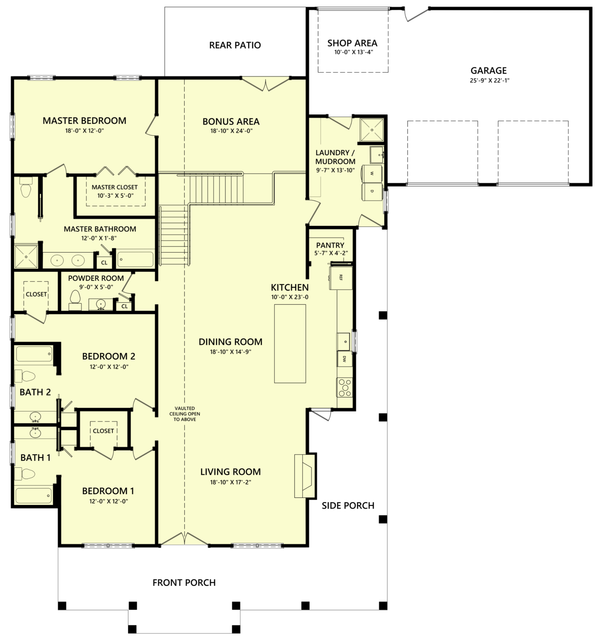 Home Plan - Floor Plan - Main Floor for Barndominium House Plan #1123-5 - 4 bed, 4.5 bath