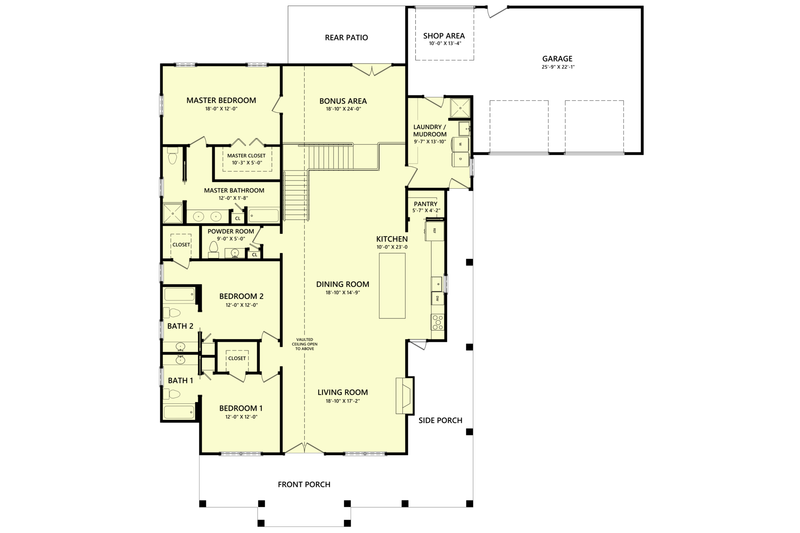 Home Plan - Floor Plan - Main Floor for Barndominium House Plan #1123-5 - 4 bed, 4.5 bath